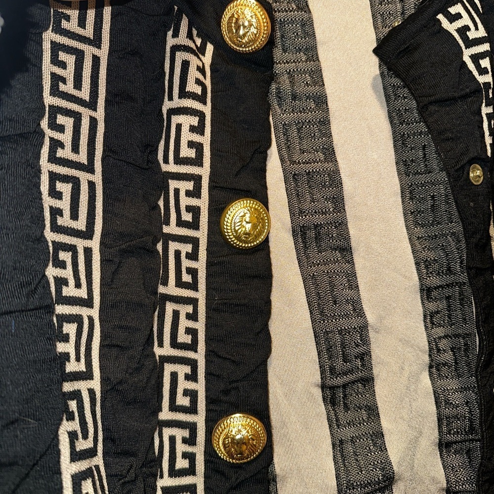 Balmain Monogram Pattern Wool Blend Button Cardigan Size 40 - Picture 10 of 16
